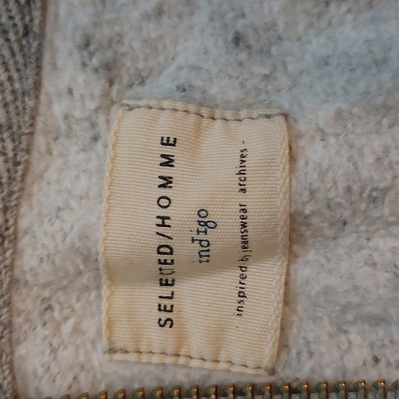 Selected homme indigo men cotton hoodie size M - Picture 3 of 7